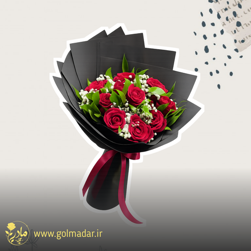 دسته گل رز قرمز (یاقوت شب)